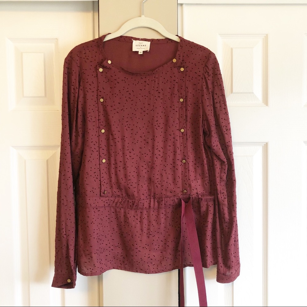 Sezane Velvet Dot Blouse Size 4 Euro 38